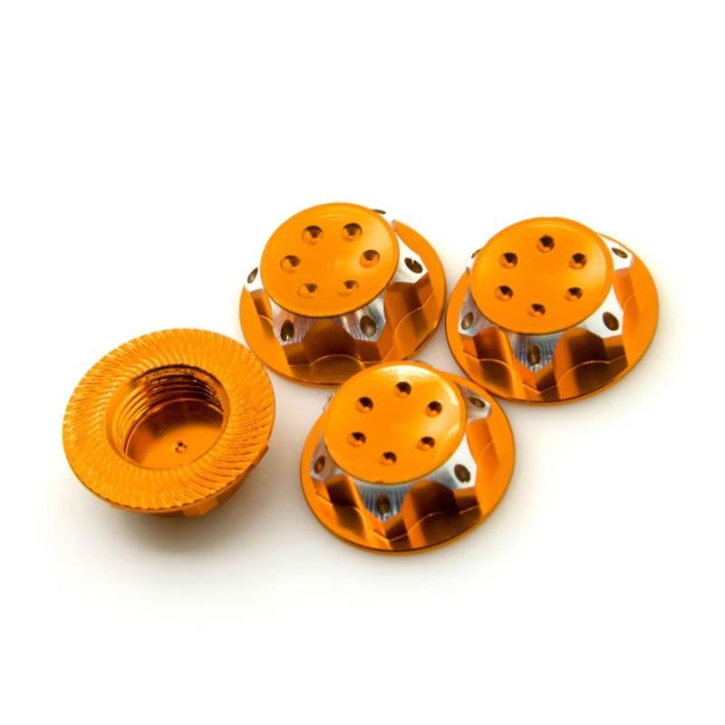 APMXQWIL RC Autoteile Aluminium 11mm Sechskant-Radmuttern Radnabenabdeckung Für 1/8 RC Crawler Car Lock Selbstsichernde Muttern Ersatz-Upgrade-Teile(Orange) von APMXQWIL