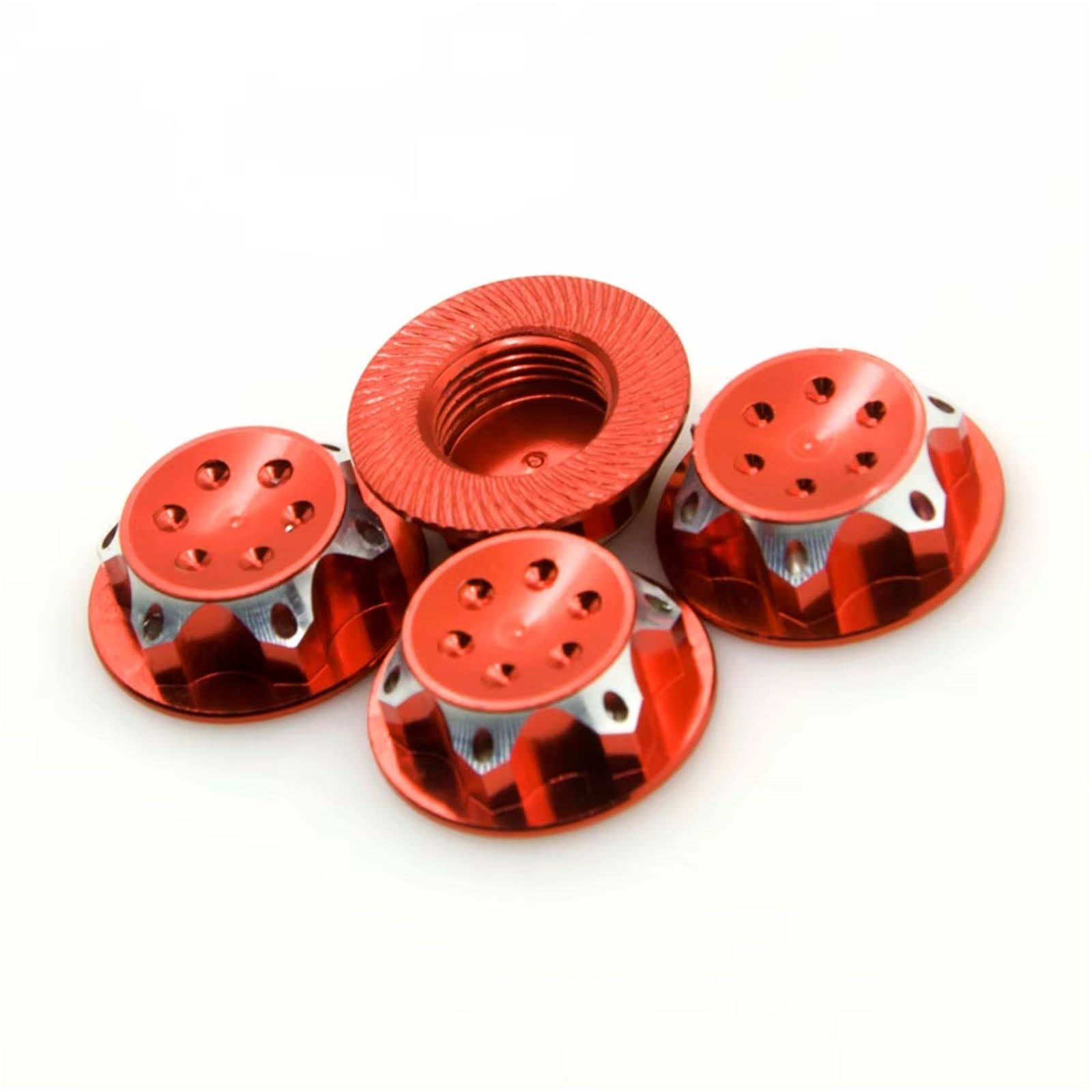 APMXQWIL RC Autoteile Aluminium 11mm Sechskant-Radmuttern Radnabenabdeckung Für 1/8 RC Crawler Car Lock Selbstsichernde Muttern Ersatz-Upgrade-Teile(Red) von APMXQWIL