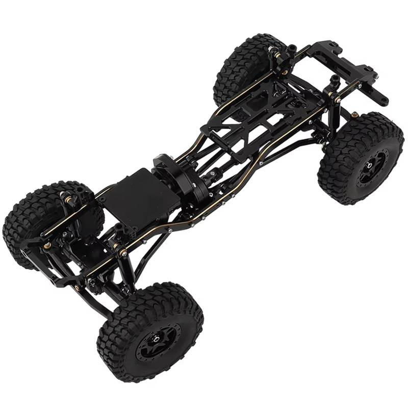 APMXQWIL RC Autoteile Kompatibel Mit 1/24 Für Axial SCX24 AXI00005 RC-Auto-Upgrade-Teile 1:24 DIY Metall-Upgrade-Autorahmen Mit Doppelten Vorderachsen(Black,with Wheels) von APMXQWIL