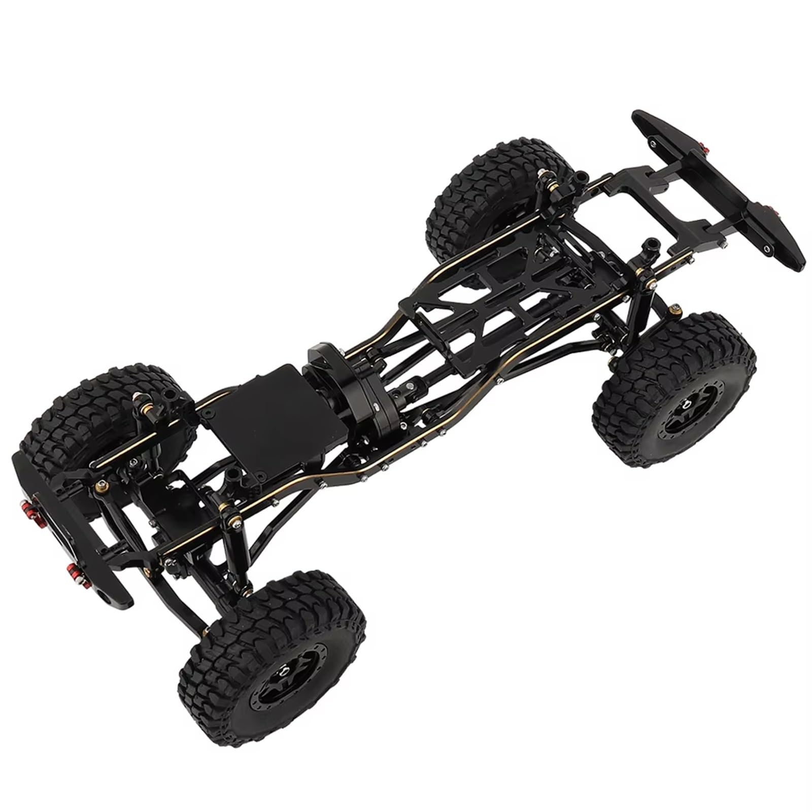 APMXQWIL RC Autoteile Kompatibel Mit 1/24 Für Axial SCX24 AXI00005 RC-Auto-Upgrade-Teile 1:24 DIY Metall-Upgrade-Autorahmen Mit Doppelten Vorderachsen(Black,with Wheels+Bumper) von APMXQWIL