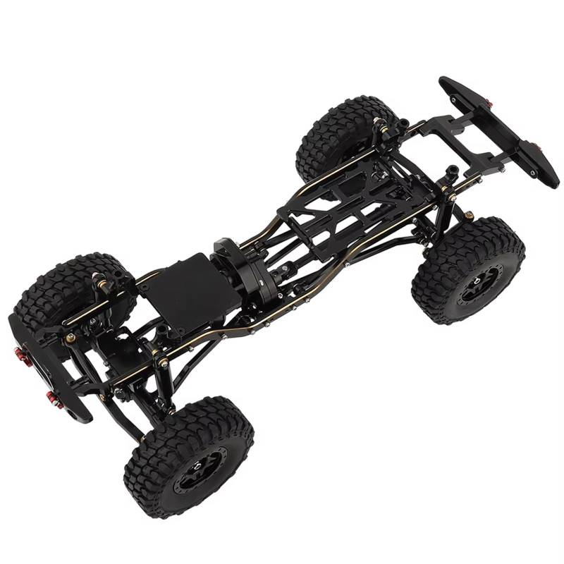 APMXQWIL RC Autoteile Kompatibel Mit 1/24 Für Axial SCX24 AXI00005 RC-Auto-Upgrade-Teile 1:24 DIY Metall-Upgrade-Autorahmen Mit Doppelten Vorderachsen(Black,with Wheels+Bumper) von APMXQWIL