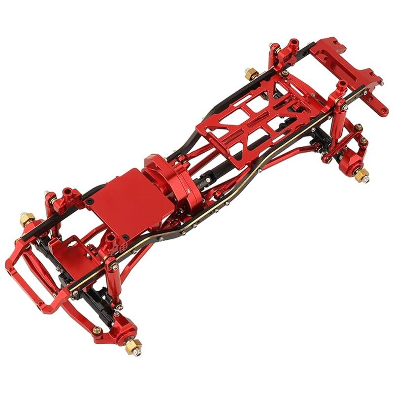 APMXQWIL RC Autoteile Kompatibel Mit 1/24 Für Axial SCX24 AXI00005 RC-Auto-Upgrade-Teile 1:24 DIY Metall-Upgrade-Autorahmen Mit Doppelten Vorderachsen(Red,Without Wheels) von APMXQWIL