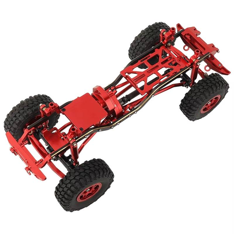 APMXQWIL RC Autoteile Kompatibel Mit 1/24 Für Axial SCX24 AXI00005 RC-Auto-Upgrade-Teile 1:24 DIY Metall-Upgrade-Autorahmen Mit Doppelten Vorderachsen(Red,with Wheels+Bumper) von APMXQWIL