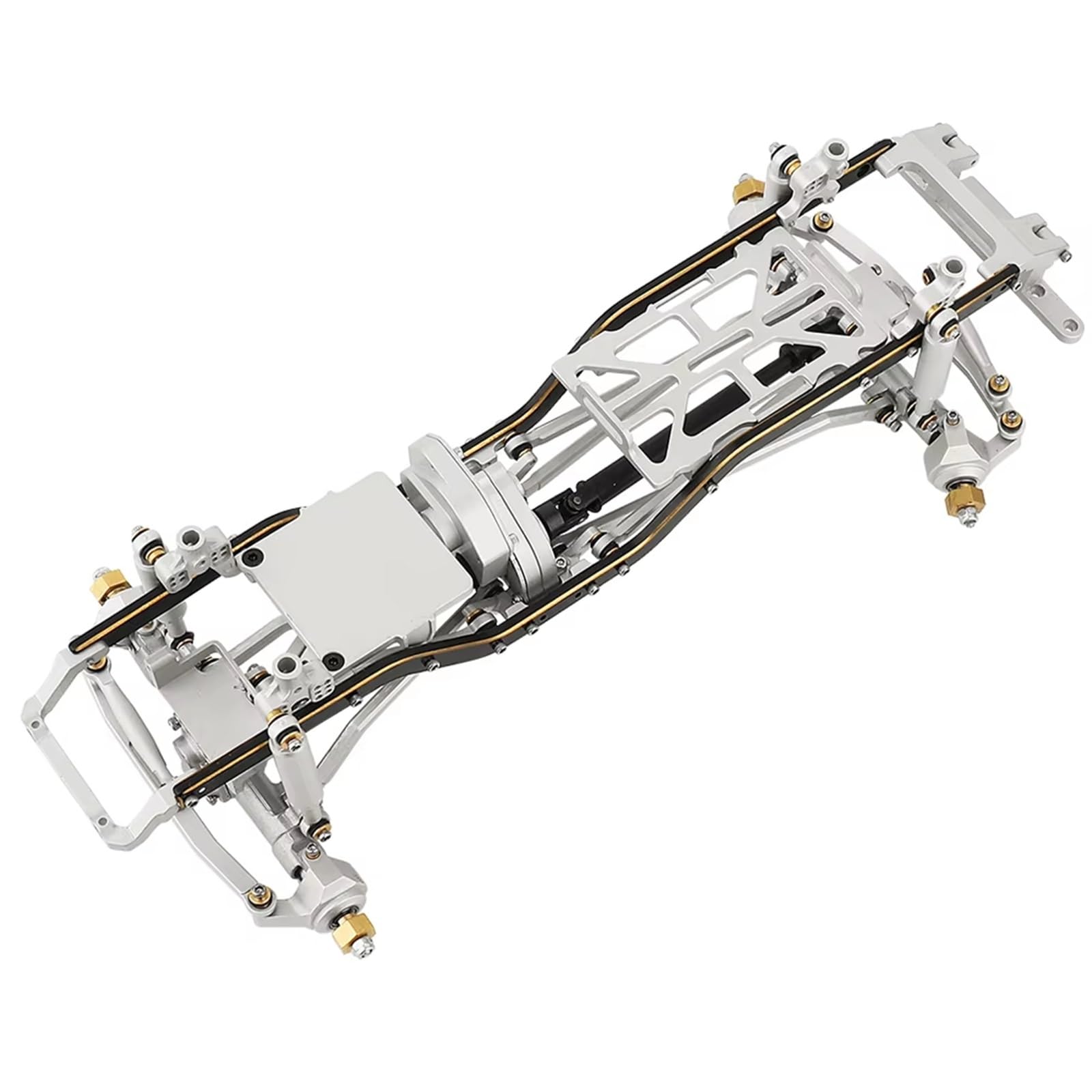 APMXQWIL RC Autoteile Kompatibel Mit 1/24 Für Axial SCX24 AXI00005 RC-Auto-Upgrade-Teile 1:24 DIY Metall-Upgrade-Autorahmen Mit Doppelten Vorderachsen(Silver,Without Wheels) von APMXQWIL