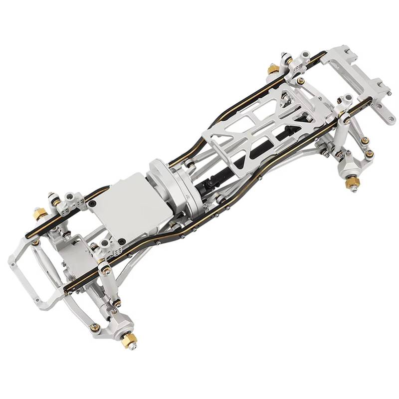APMXQWIL RC Autoteile Kompatibel Mit 1/24 Für Axial SCX24 AXI00005 RC-Auto-Upgrade-Teile 1:24 DIY Metall-Upgrade-Autorahmen Mit Doppelten Vorderachsen(Silver,Without Wheels) von APMXQWIL