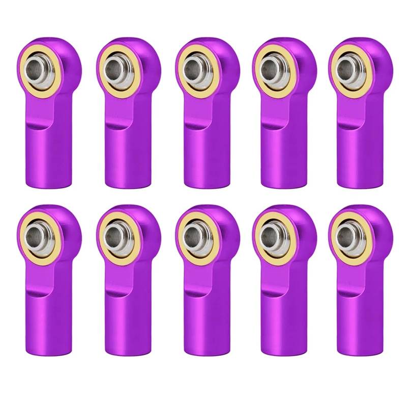 APMXQWIL RC Autoteile Kompatibel Mit AXIAL SCX10 D90 D110 Für Tamiya CC01 Für Racing 1/10 RC Car Crawler 10 Stücke Metall M3 19MM Metallverbindung Spurstangenkopf Kugelgelenk(Purple) von APMXQWIL