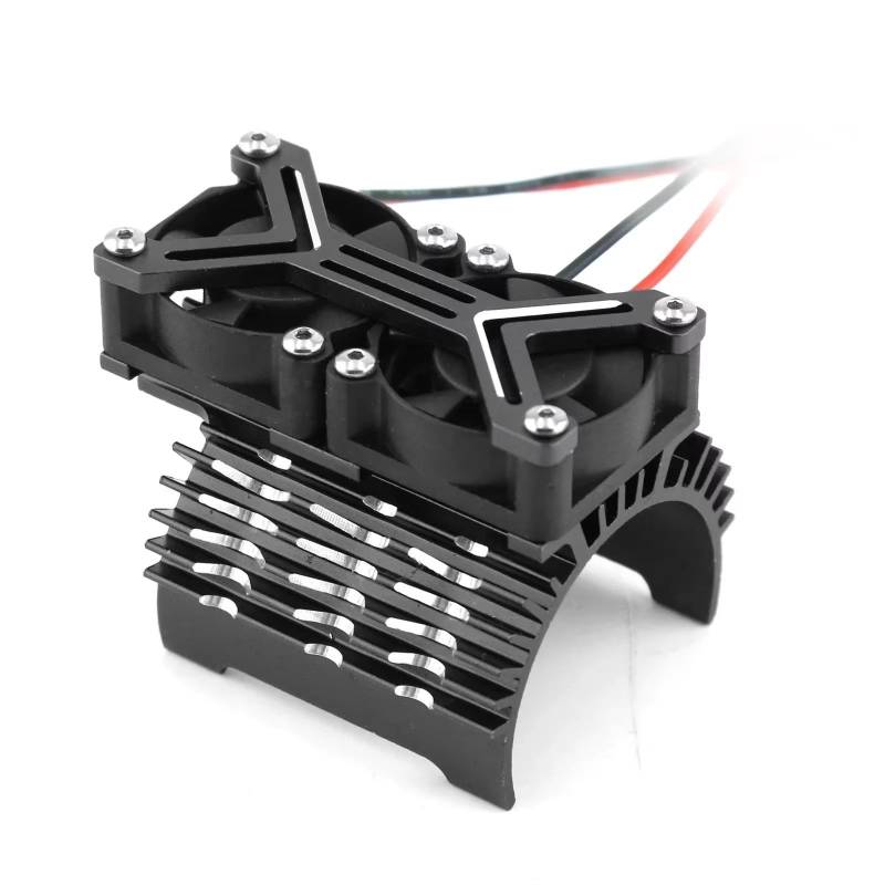 APMXQWIL RC Autoteile Kompatibel Mit Arrma Für Traxxas 1/7 1/8 RC Auto Für Fit 4068 4074 4082 4268 4274 Motoren Motorkühlkörper Dual 20000 U/min Kühlventilator 40–42 Mm(Black) von APMXQWIL