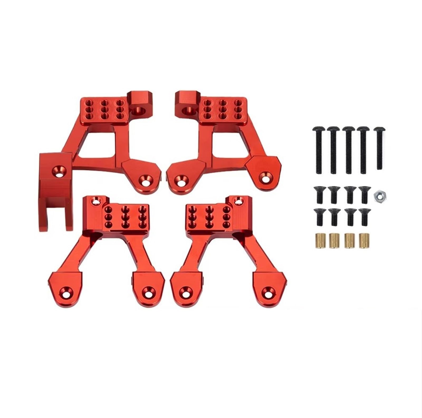 APMXQWIL RC Autoteile Kompatibel Mit Axial Für SCX10 90046 Upgrade-Teile 4 Stück RC Auto Metallstoßdämpferhalterung Hinten Und Vorne Stoßdämpfertürme 1/10 RC Crawler(Red) von APMXQWIL