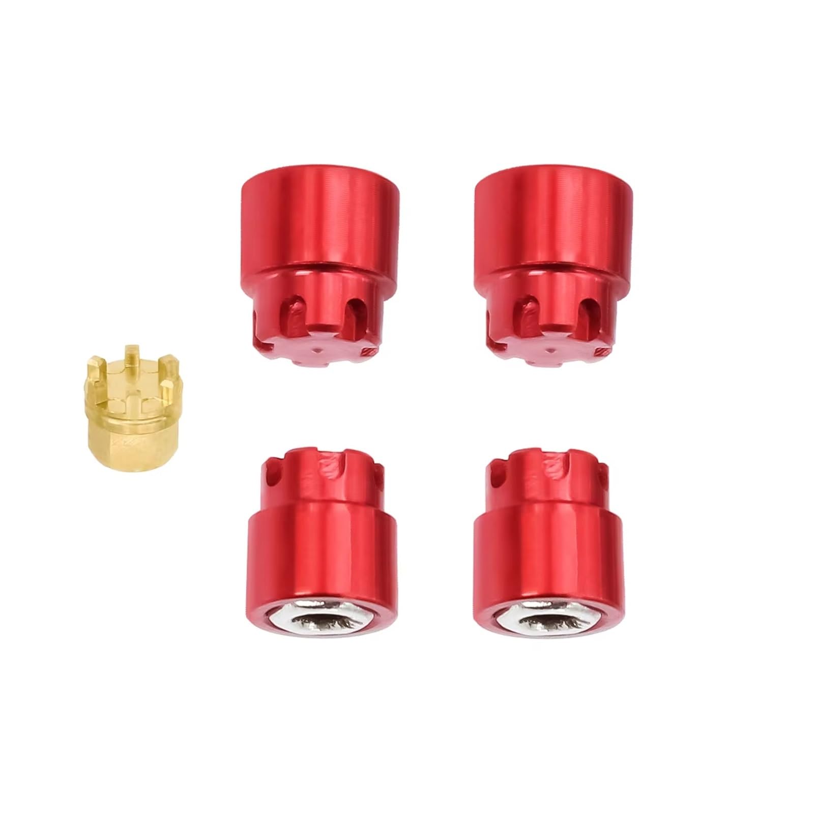 APMXQWIL RC Autoteile Kompatibel Mit Axial Für SCX24 Für Deadbolt Für Gladiator Für Bronco RC Car Crawler Upgrade-Teile 4 Stück M2 Radmuttern Kappenverriegelungsnaben(Red) von APMXQWIL
