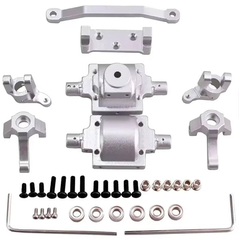APMXQWIL RC Autoteile Kompatibel Mit Haiboxing Für HBX 2098B 1/24 Fernbedienungsauto -Metall -Upgrade Teile Kit Lenkung Block Getriebegehäuse(Silver) von APMXQWIL