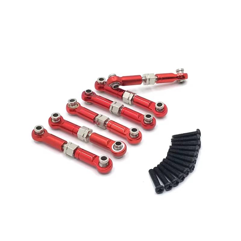 APMXQWIL RC Autoteile Kompatibel Mit HuanSu HS18301 18302 18311 18312 18321 18322 1/18 RC Autoteile Metall-Upgrade-Nachrüstung 6-teilige Pleuelstange(Red) von APMXQWIL
