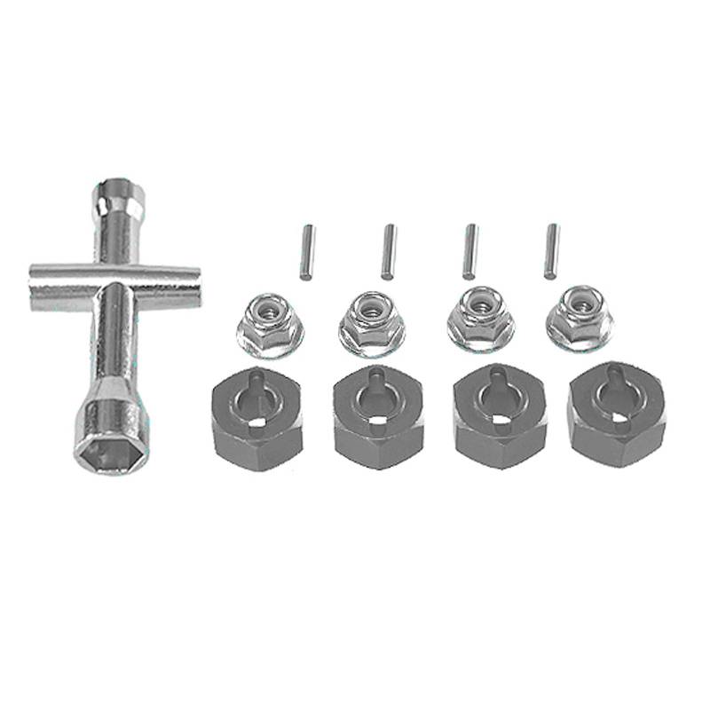 APMXQWIL RC Autoteile Kompatibel Mit Hyper Für Go Für MJX 14209-10 H14BM 14301-02-03 1/16 1/14 Fernbedienung Auto Upgrade Kreuzschlüssel Hex Set M4 Mutter Teile(Gray) von APMXQWIL