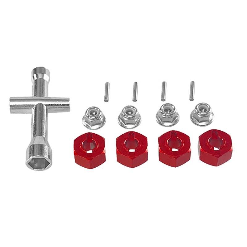 APMXQWIL RC Autoteile Kompatibel Mit Hyper Für Go Für MJX 14209-10 H14BM 14301-02-03 1/16 1/14 Fernbedienung Auto Upgrade Kreuzschlüssel Hex Set M4 Mutter Teile(Red) von APMXQWIL