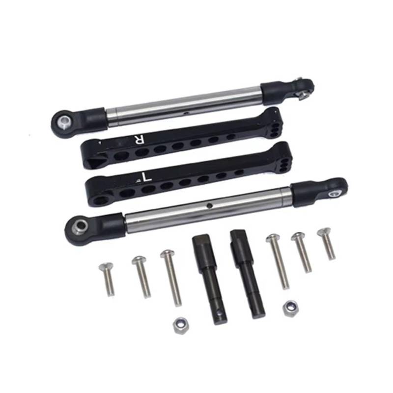 APMXQWIL RC Autoteile Kompatibel Mit LOSI Für Lasernut U4 Für Rock Für Racer 1/10 RC Auto, Aluminium-Hinterstabilisator Und Stahl-Spurstangen-Hinterstabilisator-Set(Black) von APMXQWIL