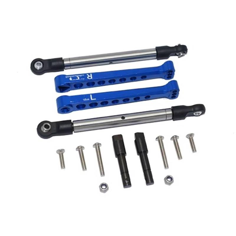 APMXQWIL RC Autoteile Kompatibel Mit LOSI Für Lasernut U4 Für Rock Für Racer 1/10 RC Auto, Aluminium-Hinterstabilisator Und Stahl-Spurstangen-Hinterstabilisator-Set(Blue) von APMXQWIL