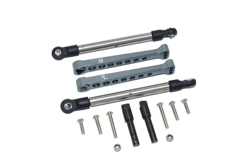 APMXQWIL RC Autoteile Kompatibel Mit LOSI Für Lasernut U4 Für Rock Für Racer 1/10 RC Auto, Aluminium-Hinterstabilisator Und Stahl-Spurstangen-Hinterstabilisator-Set(Gray) von APMXQWIL
