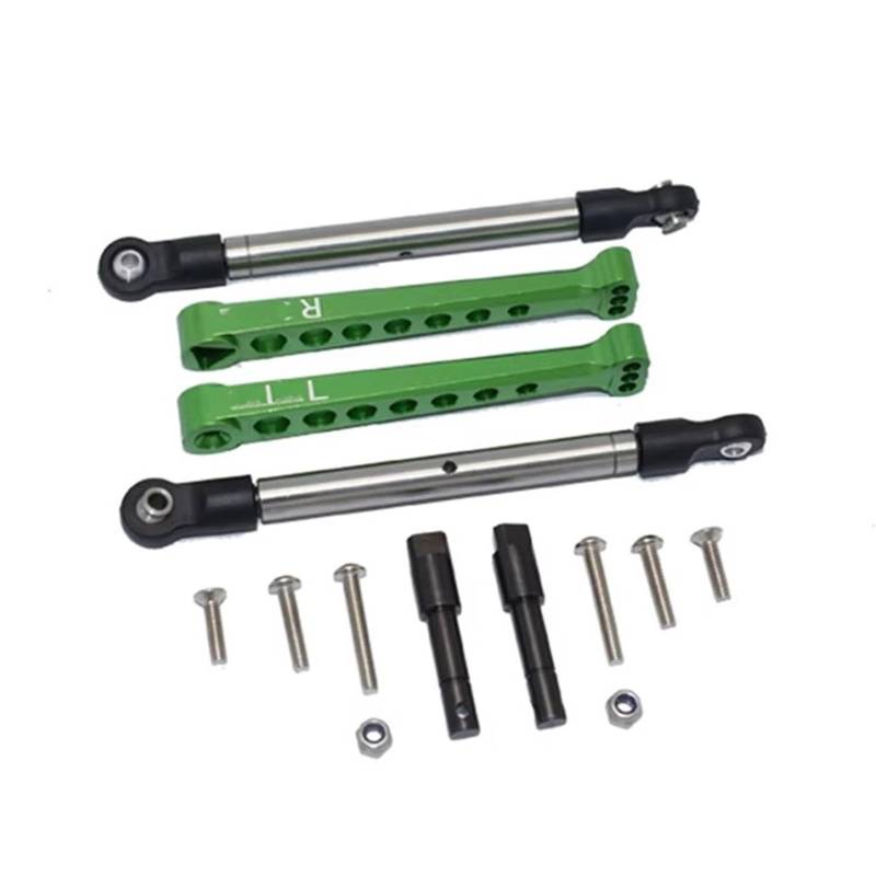 APMXQWIL RC Autoteile Kompatibel Mit LOSI Für Lasernut U4 Für Rock Für Racer 1/10 RC Auto, Aluminium-Hinterstabilisator Und Stahl-Spurstangen-Hinterstabilisator-Set(Green) von APMXQWIL