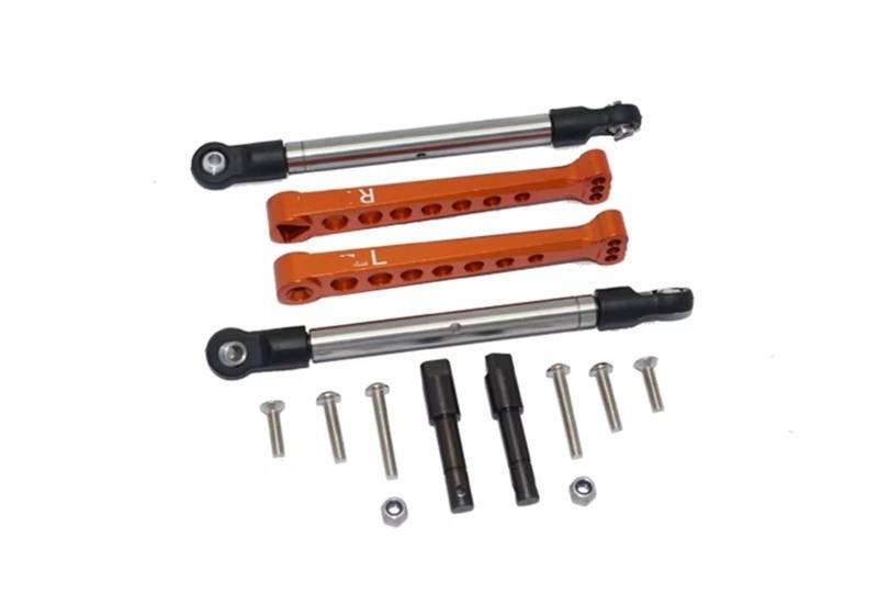 APMXQWIL RC Autoteile Kompatibel Mit LOSI Für Lasernut U4 Für Rock Für Racer 1/10 RC Auto, Aluminium-Hinterstabilisator Und Stahl-Spurstangen-Hinterstabilisator-Set(Orange) von APMXQWIL