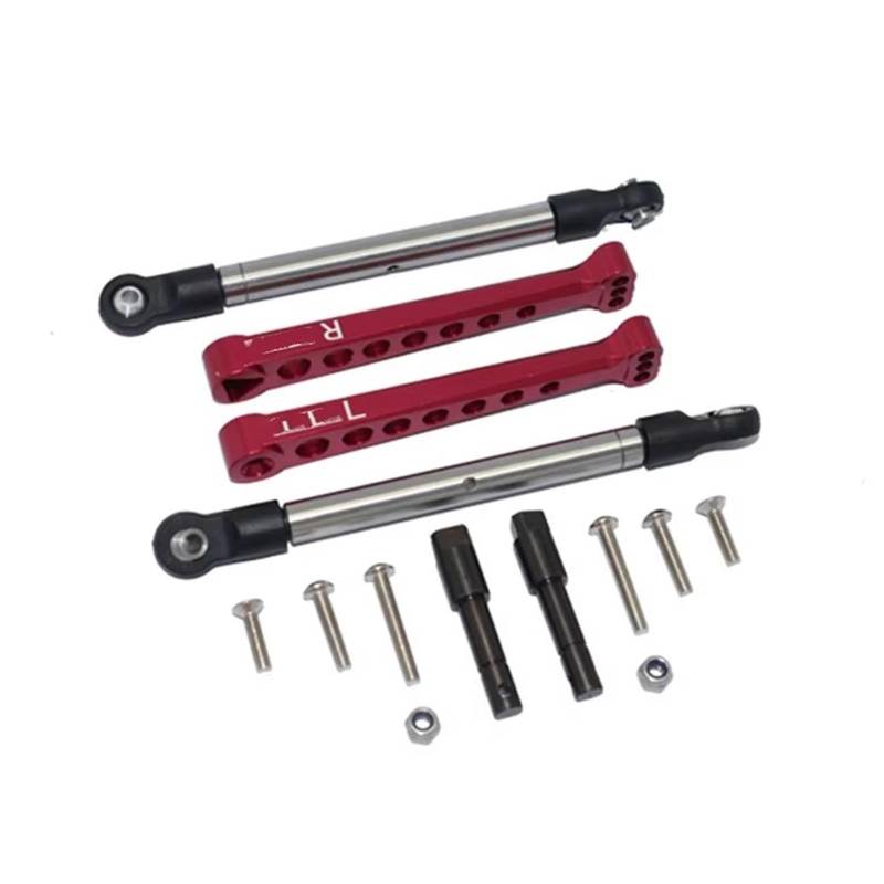 APMXQWIL RC Autoteile Kompatibel Mit LOSI Für Lasernut U4 Für Rock Für Racer 1/10 RC Auto, Aluminium-Hinterstabilisator Und Stahl-Spurstangen-Hinterstabilisator-Set(Red) von APMXQWIL