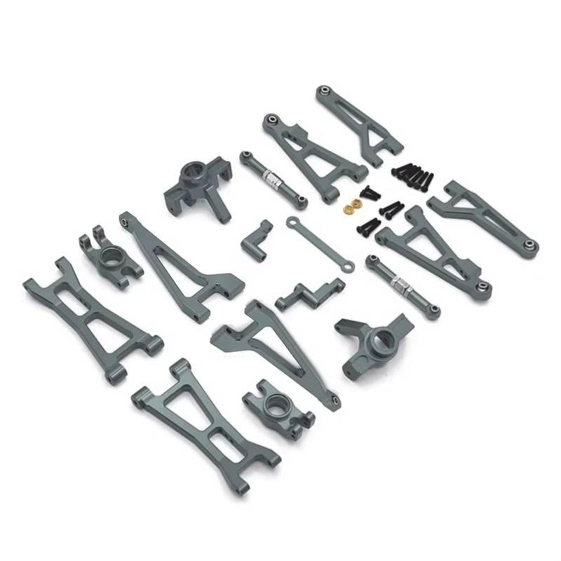 APMXQWIL RC Autoteile Kompatibel Mit MJX 16207 16208 16209 16210 Metall-Vorder- Und Hinterradaufhängungsarm Lenkbecher-Verbindungsstangen-Set 1/16 RC Car Upgrade Parts Kit(Gray,16208) von APMXQWIL