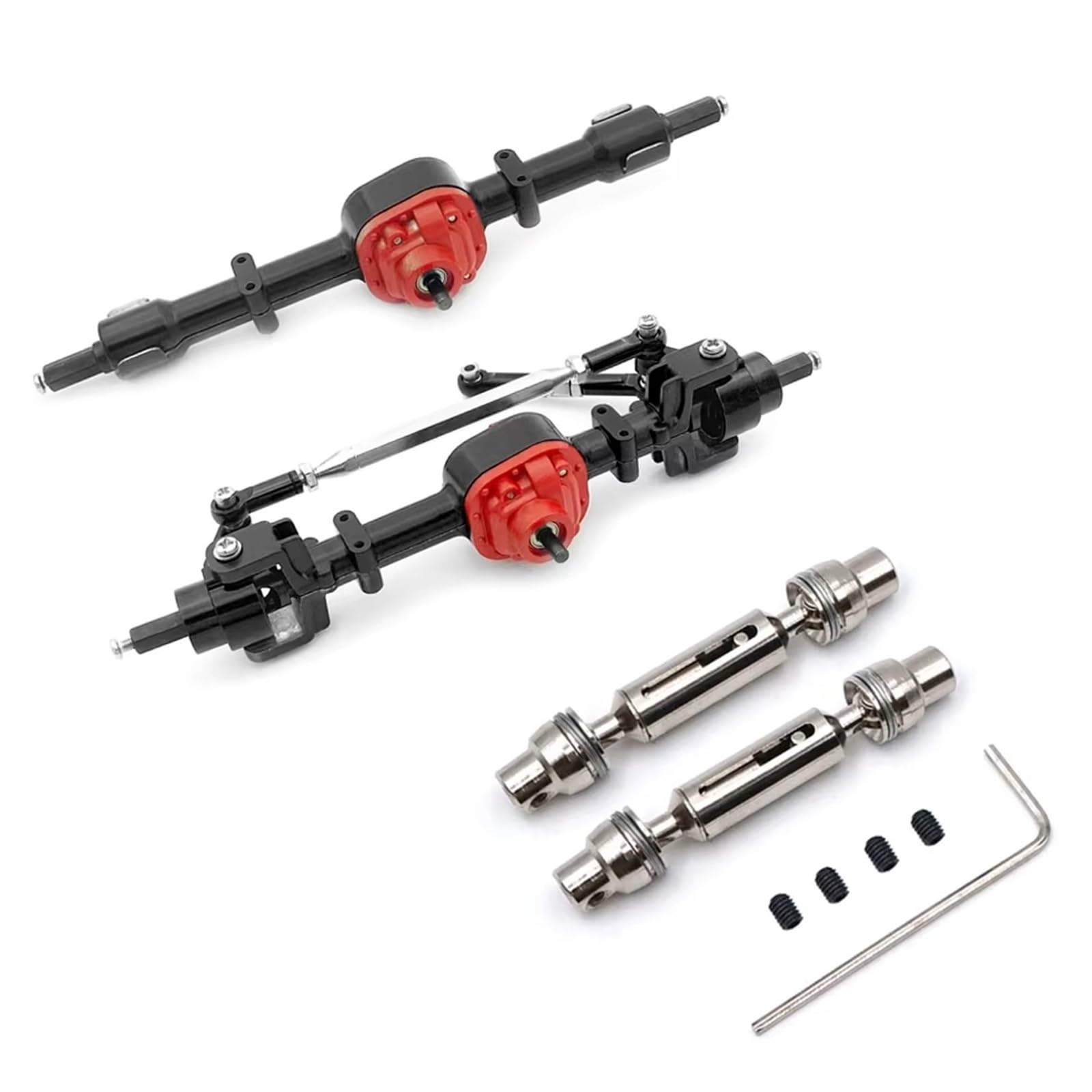 APMXQWIL RC Autoteile Kompatibel Mit MN D90 D91 D96 99S FJ45 1/12 RC-Auto-Upgrade-Teilezubehör, 1 Paar Vorder- Und Hinterachsensatz Mit Metallgetriebe-Antriebswelle(Black) von APMXQWIL