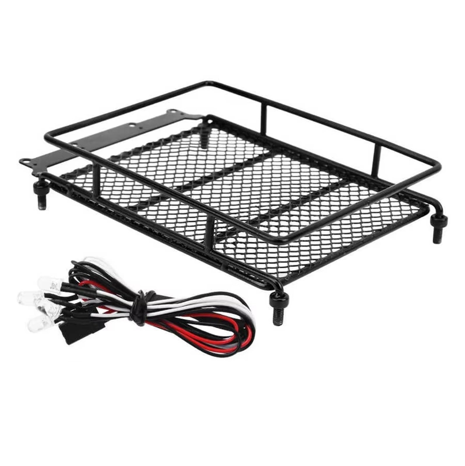 APMXQWIL RC Autoteile Kompatibel Mit MN MN90/MN90K 1/12 RC Crawler Auto Ersatzteile Dachträger Metall Dachträger Gepäckträger Mit Licht(Black) von APMXQWIL