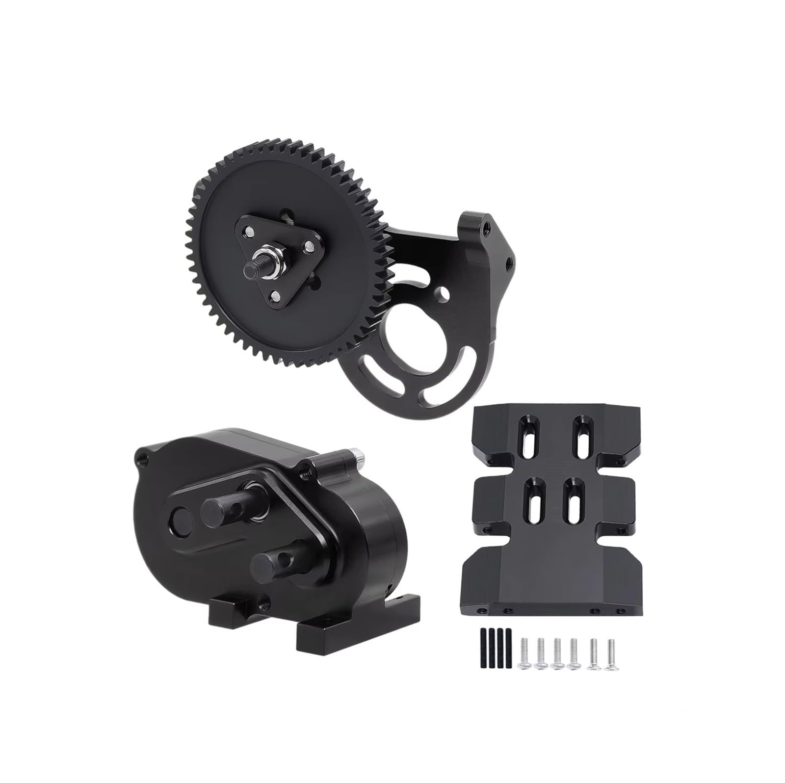 APMXQWIL RC Autoteile Kompatibel Mit SCX10 I II 90046 Für Capra Für TRX4 Für LCG Prefixal Gearbox Front Motor Transmission Mit Antriebswelle Für 1/10 RC Crawler(Black) von APMXQWIL