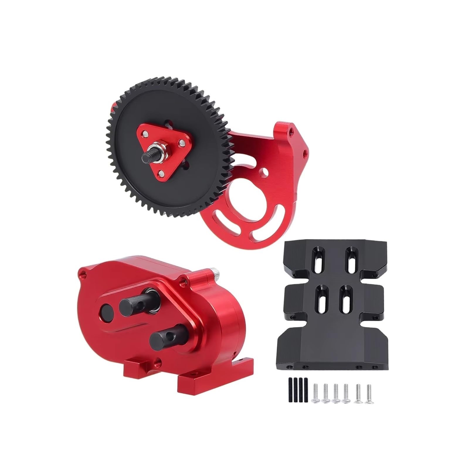 APMXQWIL RC Autoteile Kompatibel Mit SCX10 I II 90046 Für Capra Für TRX4 Für LCG Prefixal Gearbox Front Motor Transmission Mit Antriebswelle Für 1/10 RC Crawler(Red) von APMXQWIL