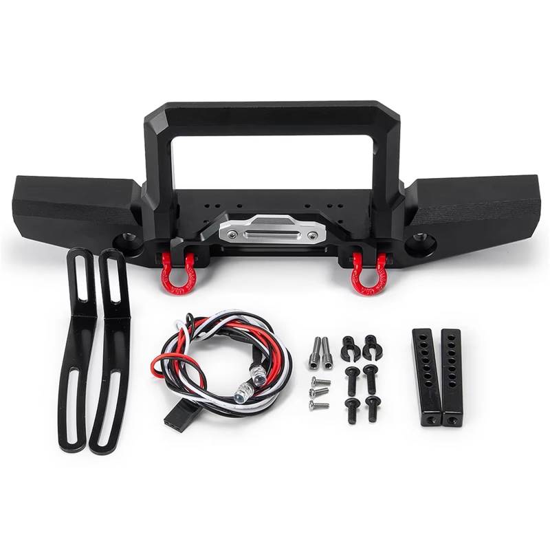 APMXQWIL RC Autoteile Kompatibel Mit TRX-4 Für Defender 1/10 RC Crawler Teile Ersatzzubehör Metall Stoßfänger Aluminium Vordere Stoßfänger Mit Licht von APMXQWIL