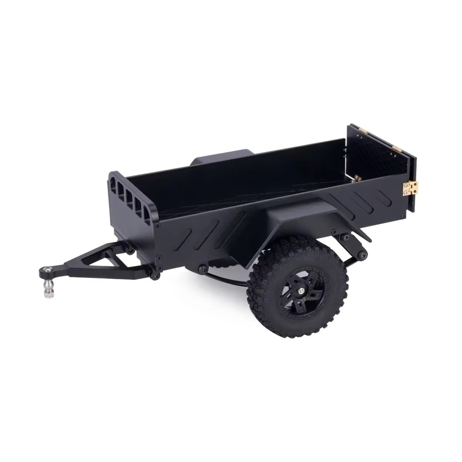 APMXQWIL RC Autoteile Kompatibel Mit TRX4M Für SCX24 Für Bronco Für Defender 1/18 1/24 RC Crawler Car Upgrade Teile Aluminium Utility Tieflader Mit Anhängerkupplung(Black) von APMXQWIL
