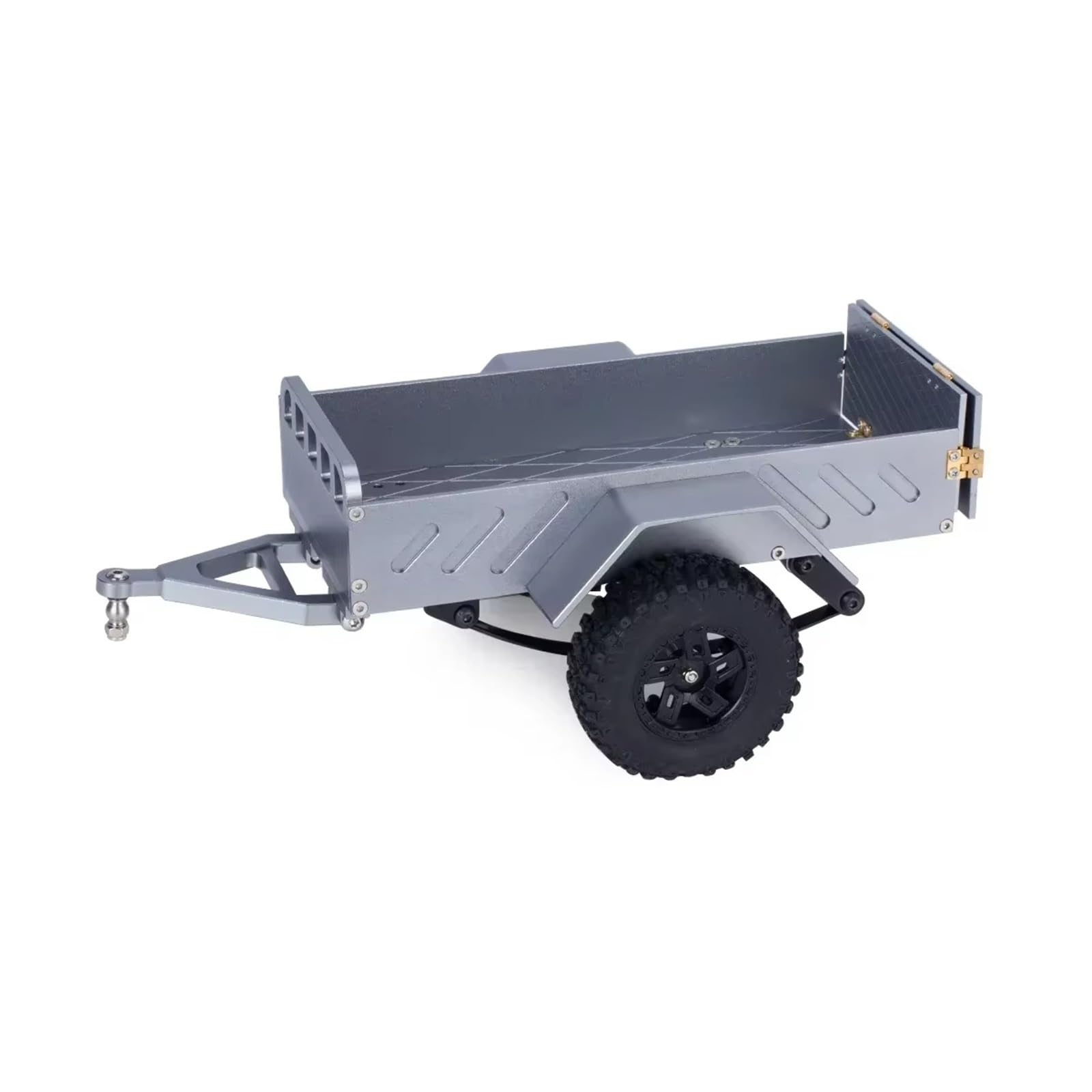 APMXQWIL RC Autoteile Kompatibel Mit TRX4M Für SCX24 Für Bronco Für Defender 1/18 1/24 RC Crawler Car Upgrade Teile Aluminium Utility Tieflader Mit Anhängerkupplung(Gray) von APMXQWIL