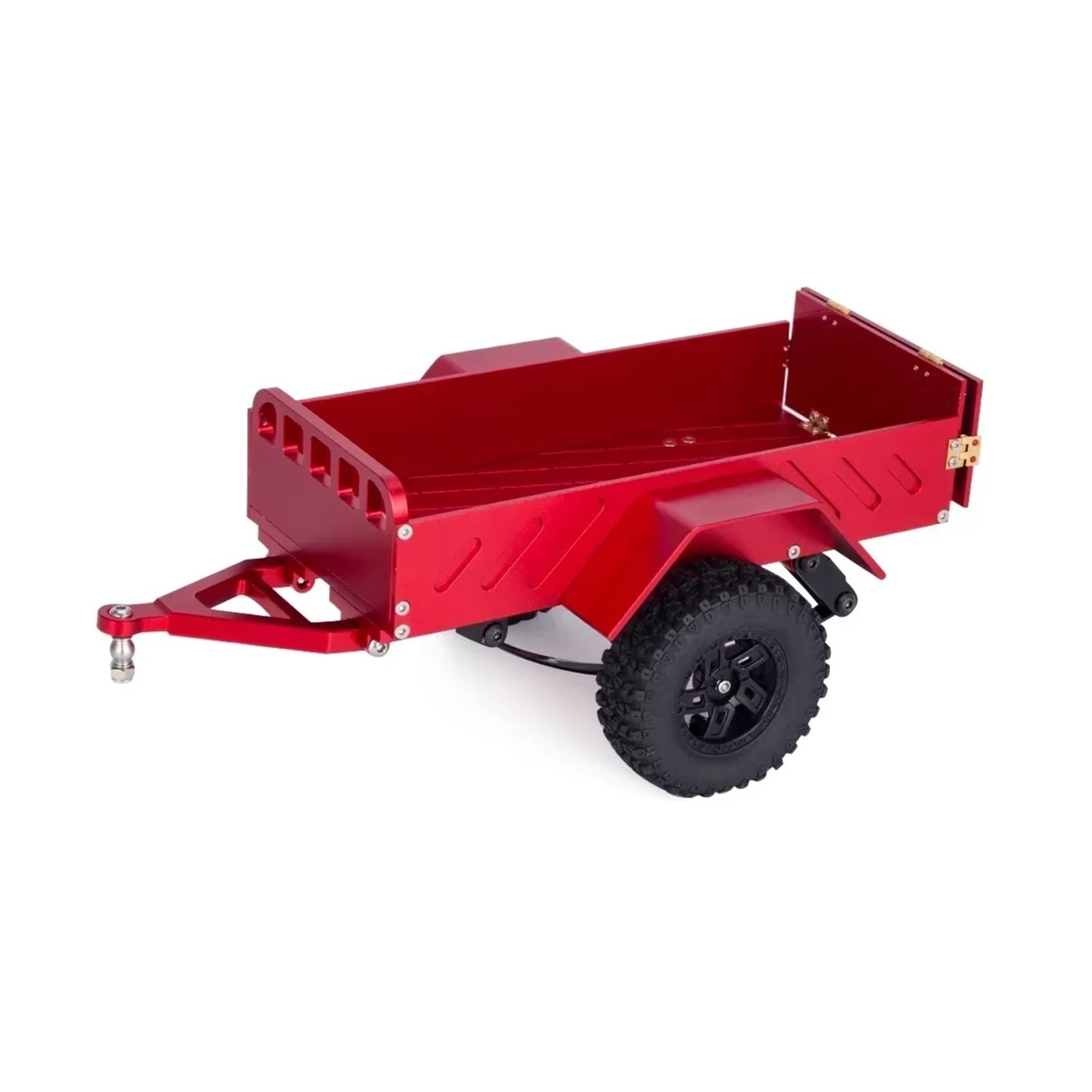 APMXQWIL RC Autoteile Kompatibel Mit TRX4M Für SCX24 Für Bronco Für Defender 1/18 1/24 RC Crawler Car Upgrade Teile Aluminium Utility Tieflader Mit Anhängerkupplung(Red) von APMXQWIL