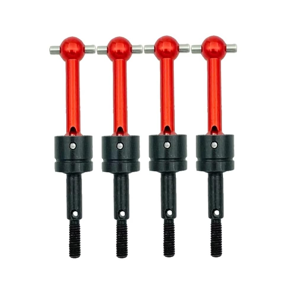 APMXQWIL RC Autoteile Kompatibel Mit Tamiya Für TT-01 Für TT-02 TA04 53792 1/10 RC Auto Upgrade Teile Zubehör CVD Metall Für Universal Antriebswelle(Red,4pcs) von APMXQWIL