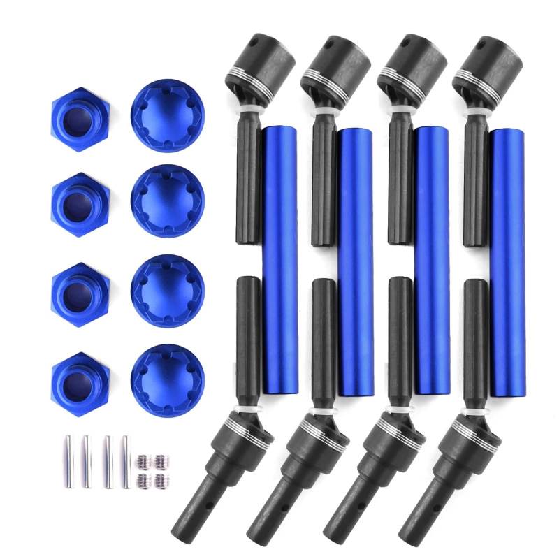 APMXQWIL RC Autoteile Kompatibel Mit Traxxas Für MAXX 2.0 V2 89076-4 Für WideMaxx 1/10 RC-Teile 4 Stück Verlängerte Antriebswelle CVD Mit Radsechskant-Ersatz(Blue) von APMXQWIL