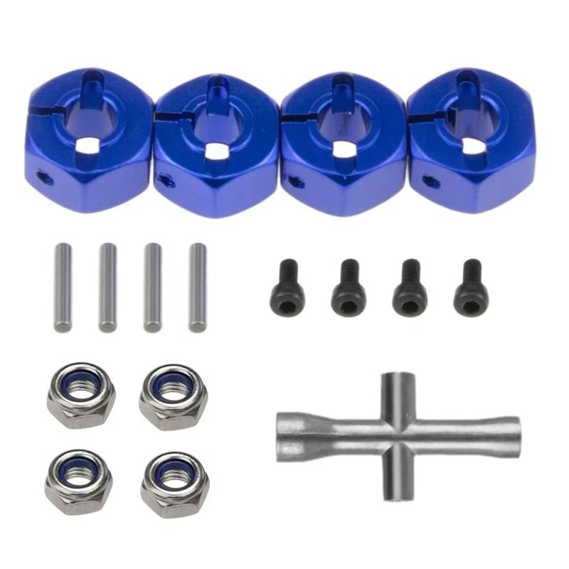 APMXQWIL RC Autoteile Kompatibel Mit Traxxas Für Slash 4X4 VXL 2WD Für Rustler 1/10 RC Auto Metall 12 Mm Sechskant-Radnabenadapter M4 Flansch Kontermutter Kreuzschlüssel von APMXQWIL