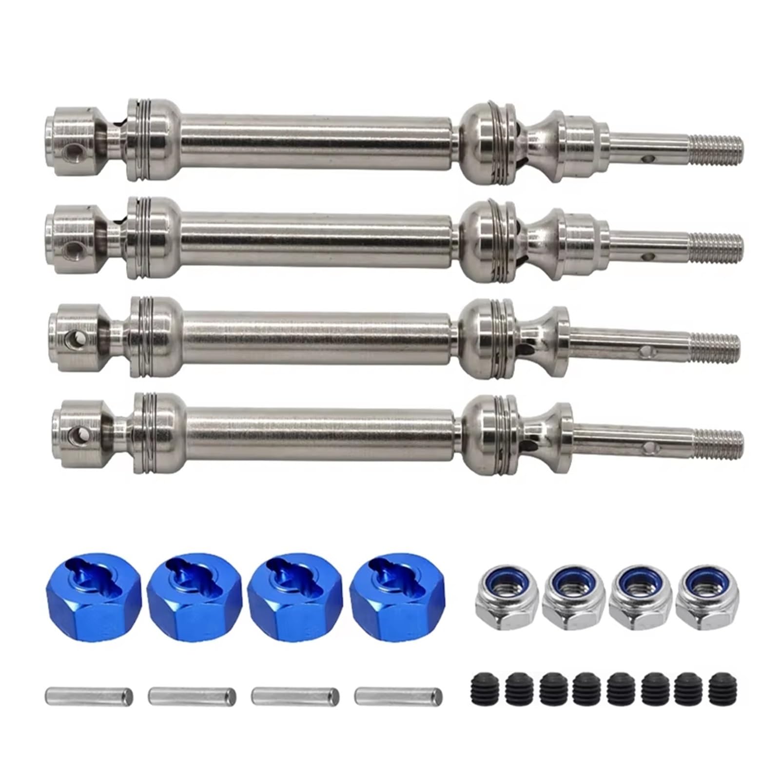 APMXQWIL RC Autoteile Kompatibel Mit Traxxas Für Slash Für Rustler Für Stampede Für Hoss 1/10 RC Autoteile Metall Vorne Hinten Antriebswelle CVD Antriebswelle(Silver,4pcs) von APMXQWIL