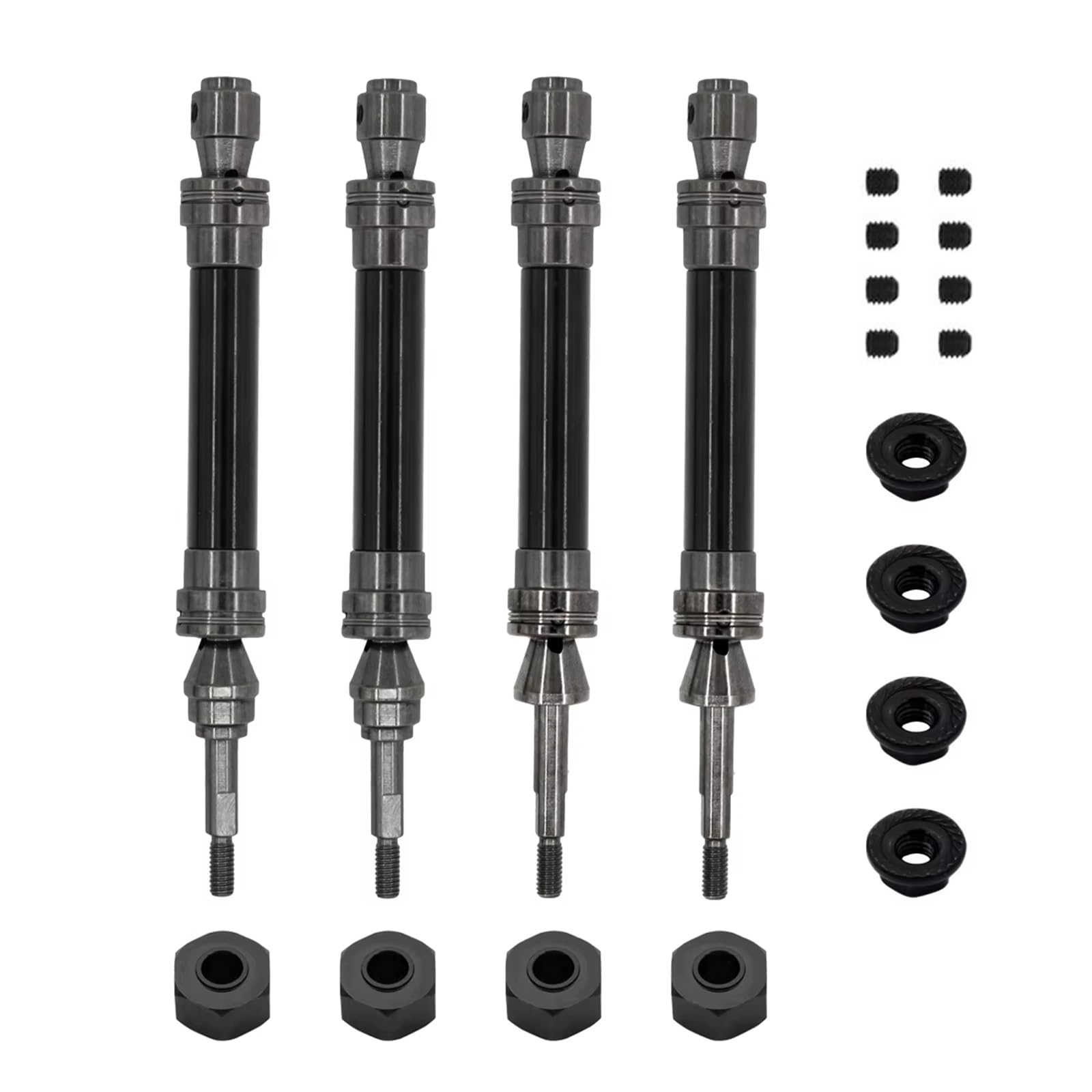 APMXQWIL RC Autoteile Kompatibel Mit Traxxas Für Slash Für Rustler Für Stampede Für Hoss Für VXL 1/10 RC-Car-Teile 1 Satz Metall-Antriebswellen Mit CVD-Antrieb Vorn Und Hinten(Black) von APMXQWIL