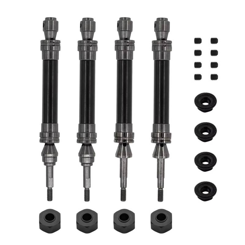 APMXQWIL RC Autoteile Kompatibel Mit Traxxas Für Slash Für Rustler Für Stampede Für Hoss Für VXL 1/10 RC-Car-Teile 1 Satz Metall-Antriebswellen Mit CVD-Antrieb Vorn Und Hinten(Black) von APMXQWIL