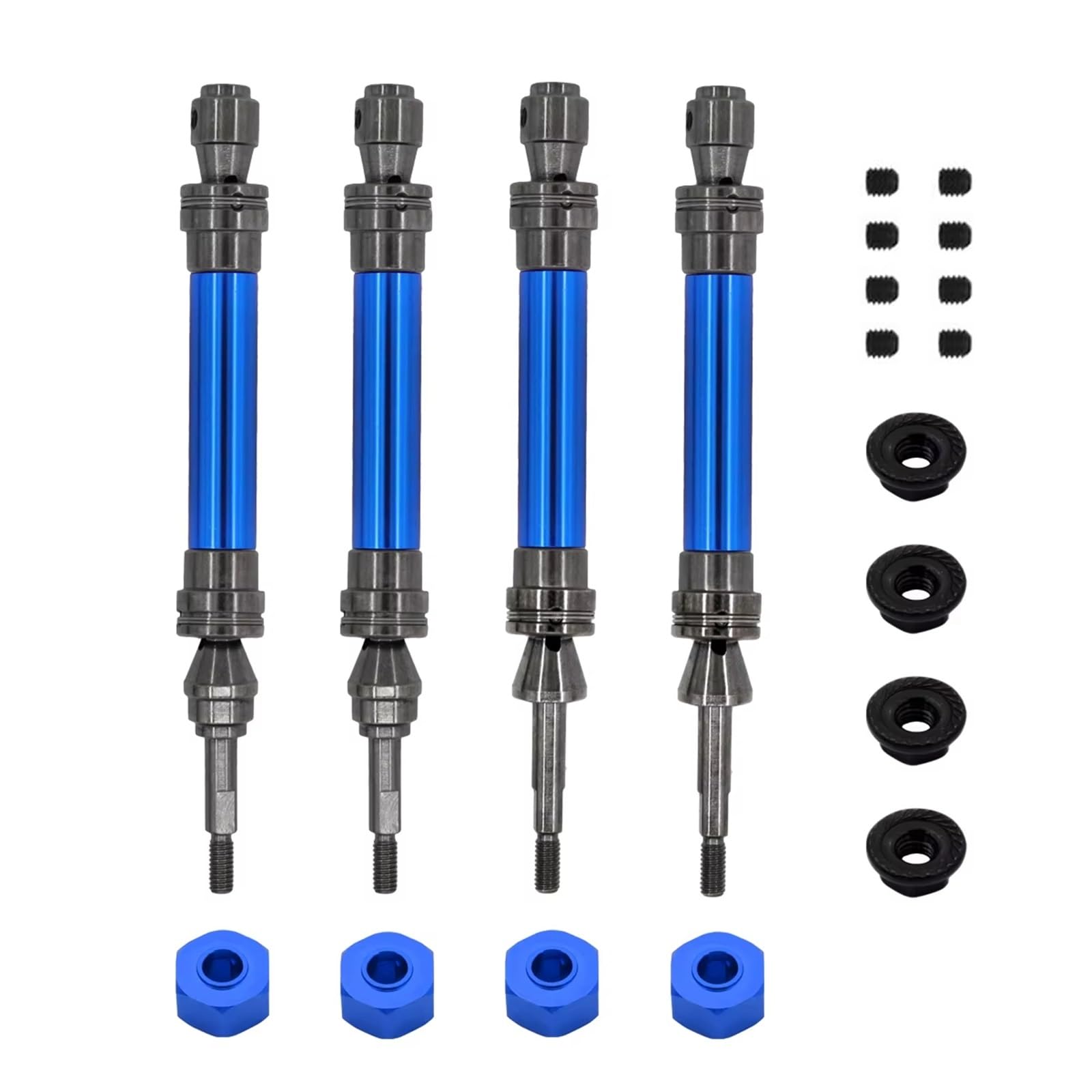 APMXQWIL RC Autoteile Kompatibel Mit Traxxas Für Slash Für Rustler Für Stampede Für Hoss Für VXL 1/10 RC-Car-Teile 1 Satz Metall-Antriebswellen Mit CVD-Antrieb Vorn Und Hinten(Blue) von APMXQWIL