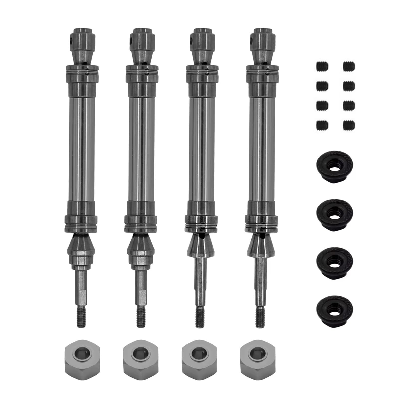APMXQWIL RC Autoteile Kompatibel Mit Traxxas Für Slash Für Rustler Für Stampede Für Hoss Für VXL 1/10 RC-Car-Teile 1 Satz Metall-Antriebswellen Mit CVD-Antrieb Vorn Und Hinten(Gray) von APMXQWIL