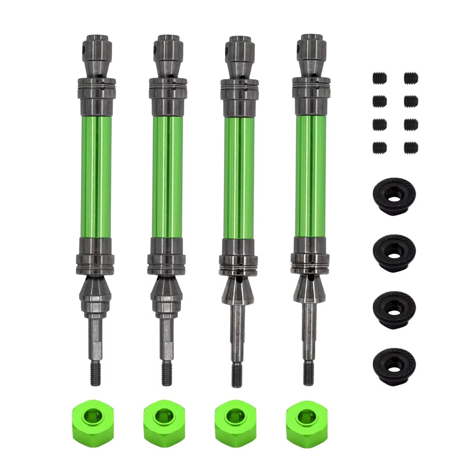 APMXQWIL RC Autoteile Kompatibel Mit Traxxas Für Slash Für Rustler Für Stampede Für Hoss Für VXL 1/10 RC-Car-Teile 1 Satz Metall-Antriebswellen Mit CVD-Antrieb Vorn Und Hinten(Green) von APMXQWIL