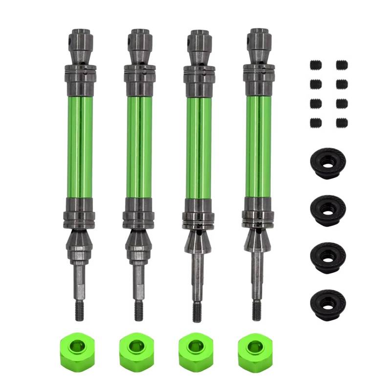 APMXQWIL RC Autoteile Kompatibel Mit Traxxas Für Slash Für Rustler Für Stampede Für Hoss Für VXL 1/10 RC-Car-Teile 1 Satz Metall-Antriebswellen Mit CVD-Antrieb Vorn Und Hinten(Green) von APMXQWIL