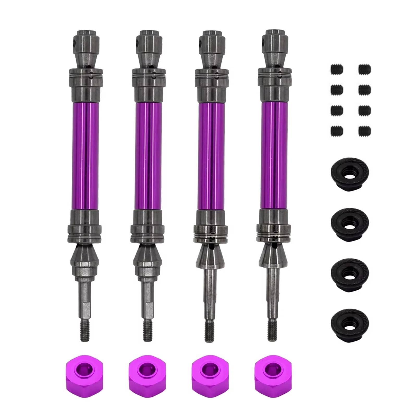 APMXQWIL RC Autoteile Kompatibel Mit Traxxas Für Slash Für Rustler Für Stampede Für Hoss Für VXL 1/10 RC-Car-Teile 1 Satz Metall-Antriebswellen Mit CVD-Antrieb Vorn Und Hinten(Purple) von APMXQWIL