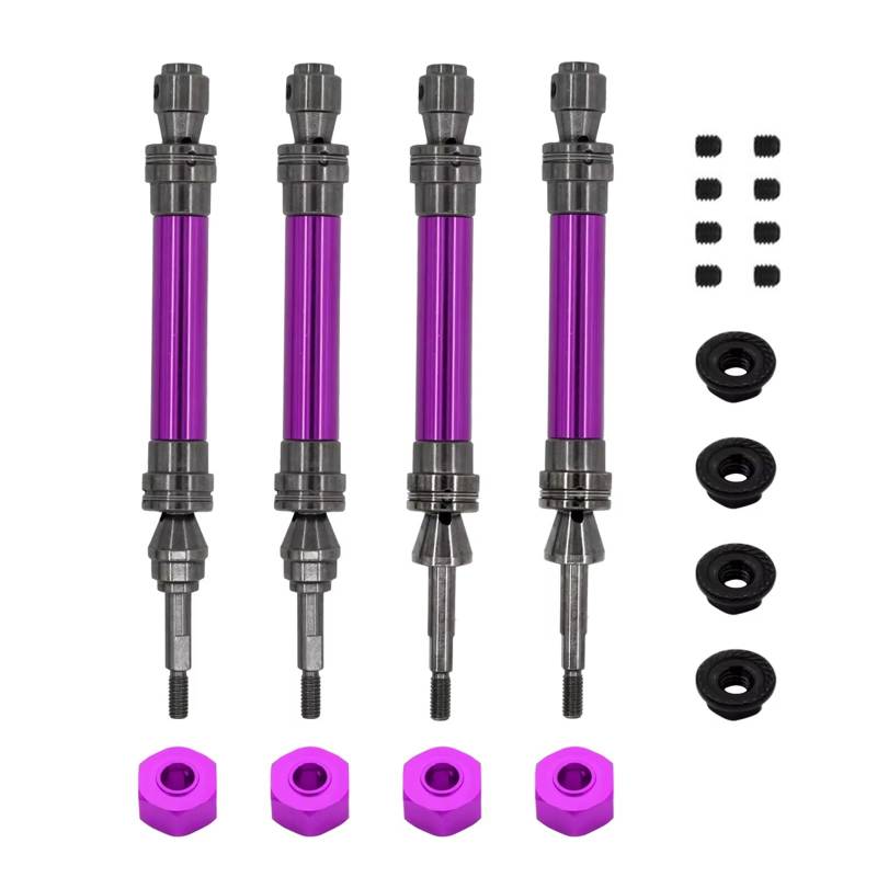 APMXQWIL RC Autoteile Kompatibel Mit Traxxas Für Slash Für Rustler Für Stampede Für Hoss Für VXL 1/10 RC-Car-Teile 1 Satz Metall-Antriebswellen Mit CVD-Antrieb Vorn Und Hinten(Purple) von APMXQWIL