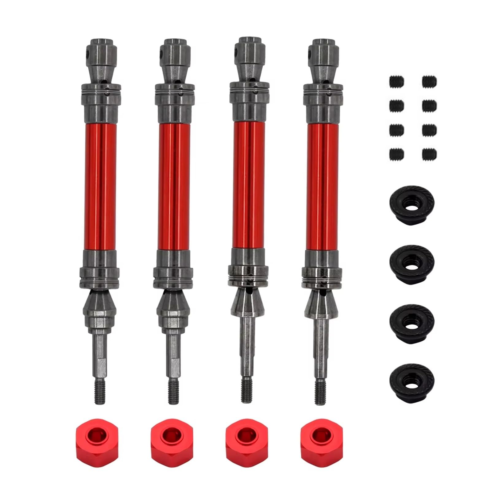 APMXQWIL RC Autoteile Kompatibel Mit Traxxas Für Slash Für Rustler Für Stampede Für Hoss Für VXL 1/10 RC-Car-Teile 1 Satz Metall-Antriebswellen Mit CVD-Antrieb Vorn Und Hinten(Red) von APMXQWIL