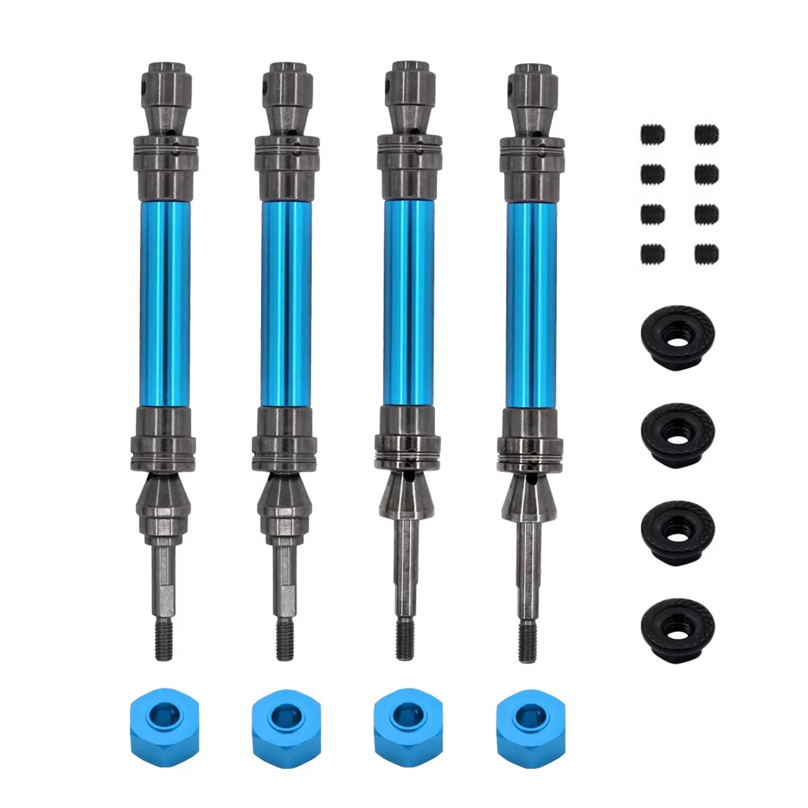 APMXQWIL RC Autoteile Kompatibel Mit Traxxas Für Slash Für Rustler Für Stampede Für Hoss Für VXL 1/10 RC-Car-Teile 1 Satz Metall-Antriebswellen Mit CVD-Antrieb Vorn Und Hinten(Sky Blue) von APMXQWIL