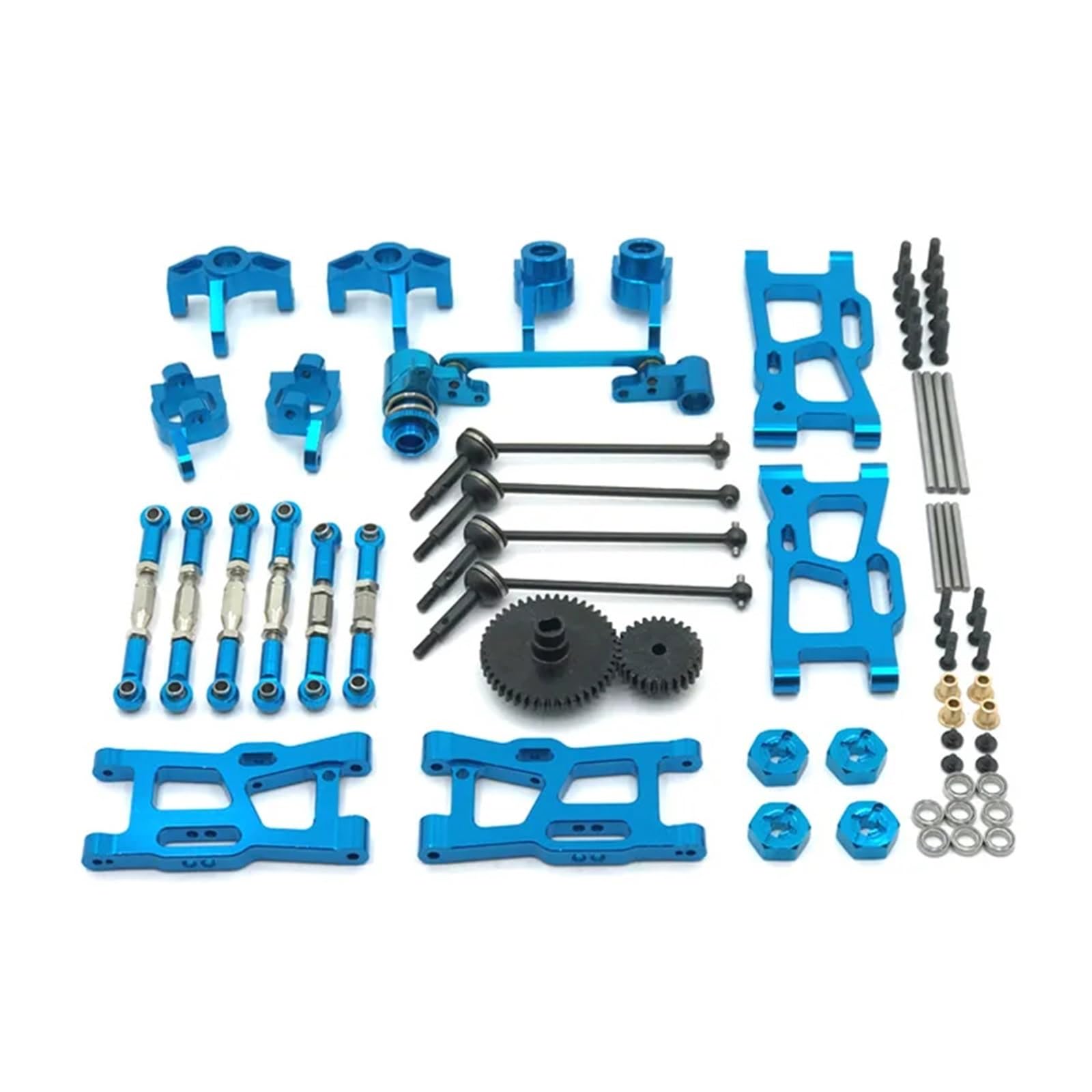 APMXQWIL RC Autoteile Kompatibel Mit WLtoys 124016 124017-18 124019 144001 144010 RC-Autoteile Metallsatz Antriebswelle Zugstange Für Schwenkarm-Lenkbecher(Blue) von APMXQWIL
