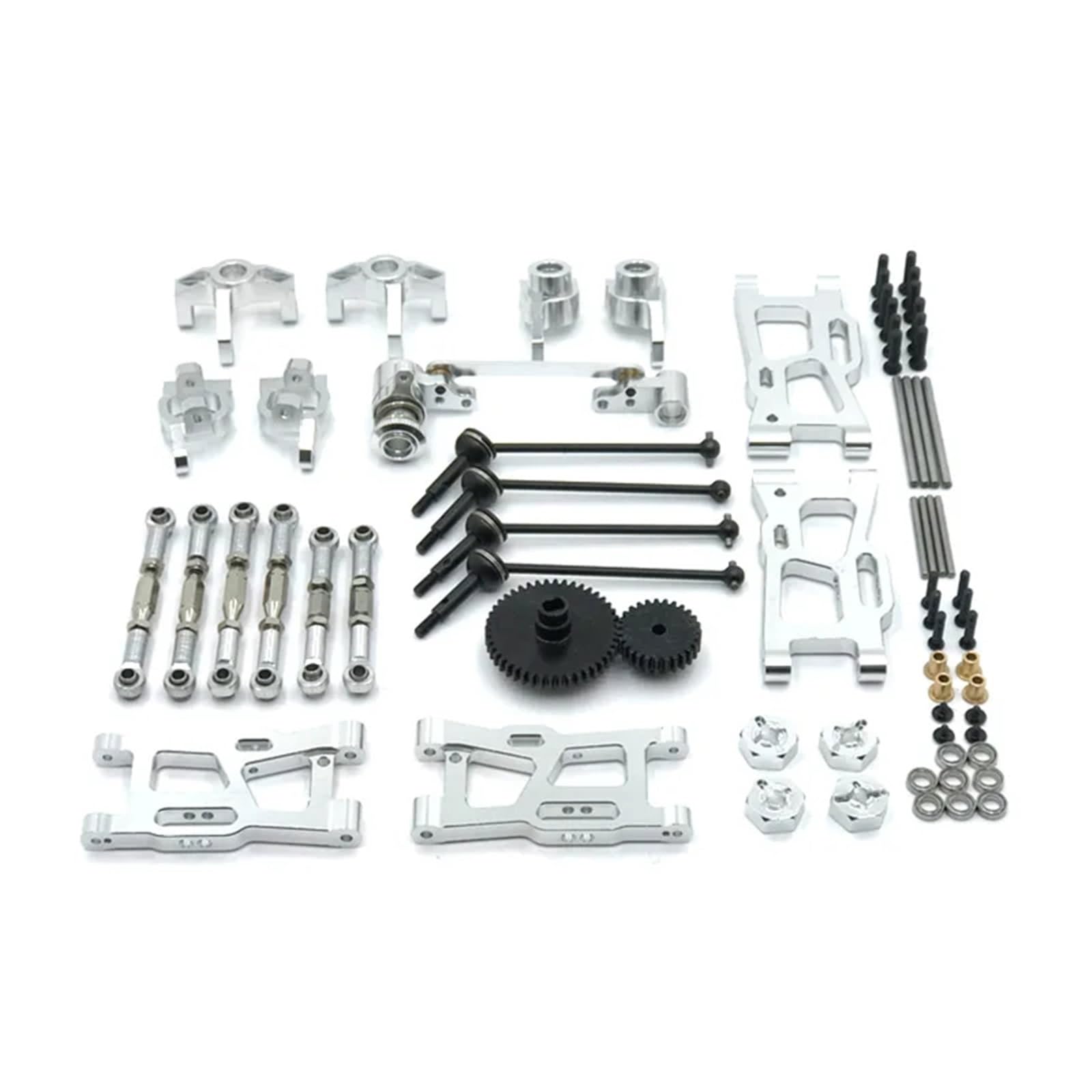 APMXQWIL RC Autoteile Kompatibel Mit WLtoys 124016 124017-18 124019 144001 144010 RC-Autoteile Metallsatz Antriebswelle Zugstange Für Schwenkarm-Lenkbecher(Silver) von APMXQWIL