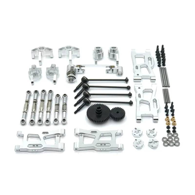 APMXQWIL RC Autoteile Kompatibel Mit WLtoys 124016 124017-18 124019 144001 144010 RC-Autoteile Metallsatz Antriebswelle Zugstange Für Schwenkarm-Lenkbecher(Silver) von APMXQWIL