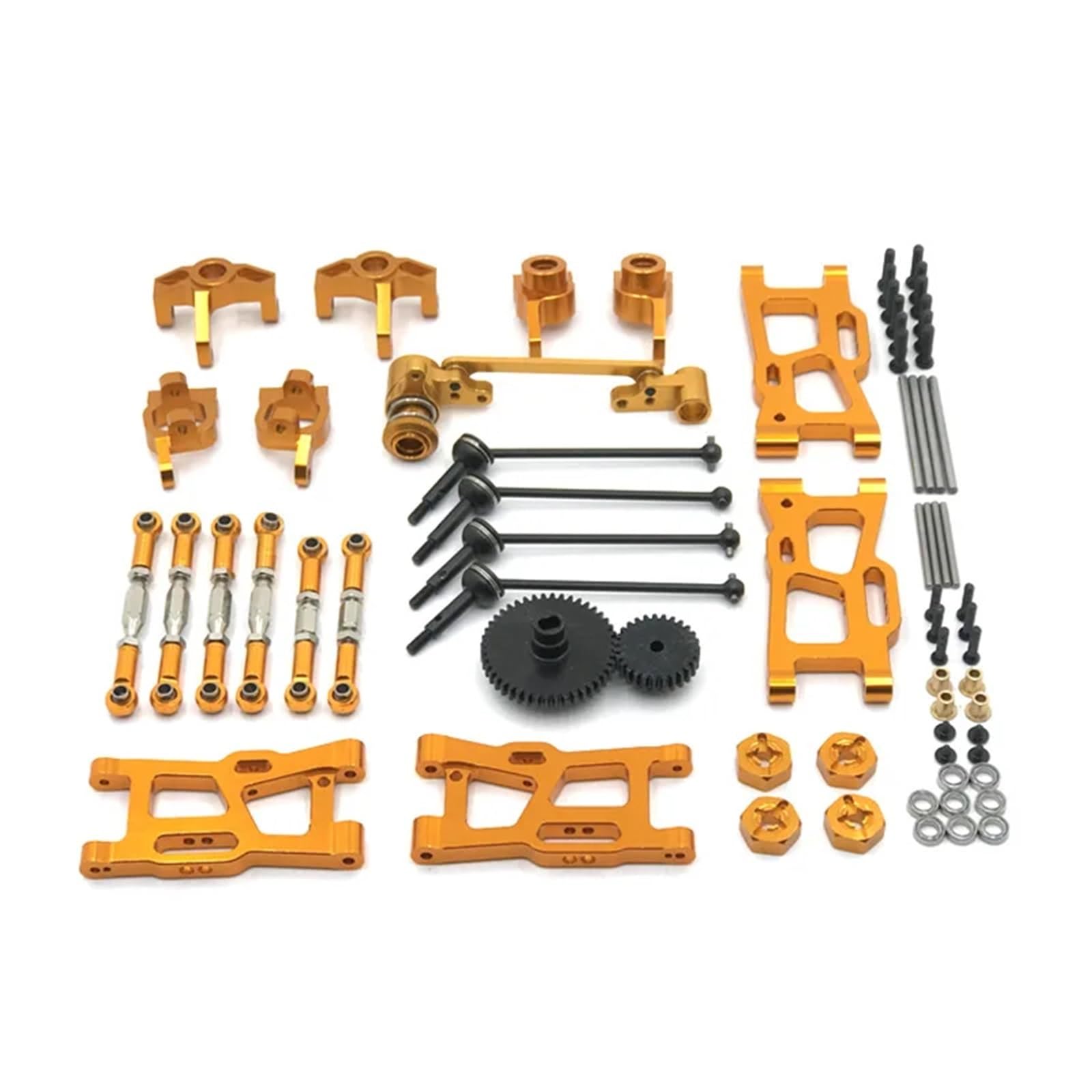 APMXQWIL RC Autoteile Kompatibel Mit WLtoys 124016 124017-18 124019 144001 144010 RC-Autoteile Metallsatz Antriebswelle Zugstange Für Schwenkarm-Lenkbecher(Yellow) von APMXQWIL